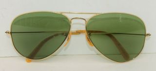 Vtg Wwii B&l Bausch & Lomb Ray Ban Aviator Sunglasses 12k Gf Frames Green Lenses