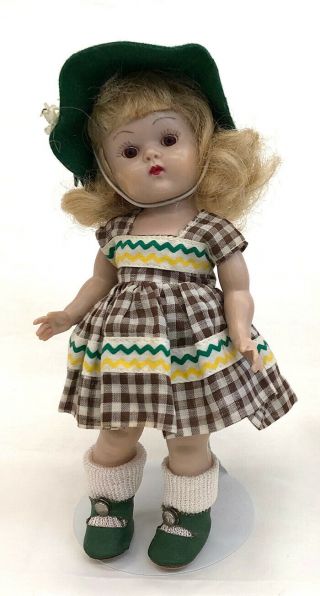 Vintage Vogue Ginny 1953 Tina 29 Brown Sleep Eyes,  Painted Lashes,  Strung Doll