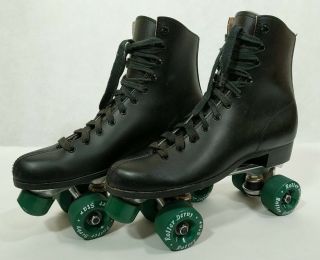 Vintage Roller Derby Skates Roller Star Mens 10 Black With Green Wheels Gift