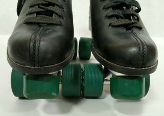 Vintage Roller Derby Skates Roller Star Mens 10 Black With Green Wheels Gift 3