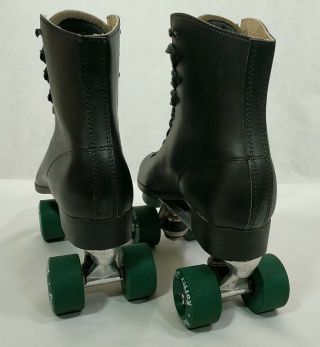 Vintage Roller Derby Skates Roller Star Mens 10 Black With Green Wheels Gift 4