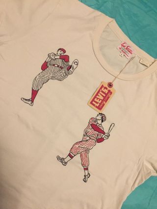 LVC Levi ' s Vintage Clothing Large L Home Run T - Shirt Baseball NWT Levis 2