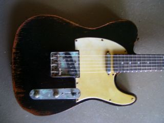 Distressed Relic Tele Style Electric Guitar - - Vintage Black