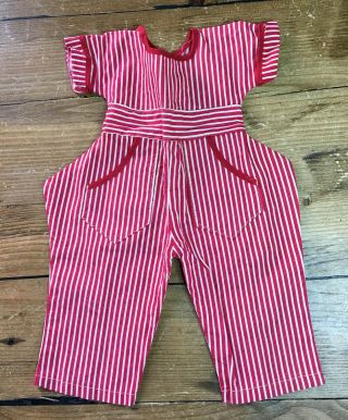 Vintage Shirley Temple Red And White Striped Cotton Romper