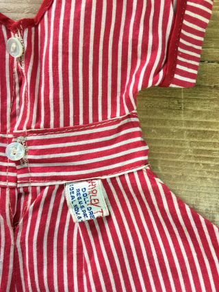 Vintage Shirley Temple Red and White Striped Cotton Romper 8