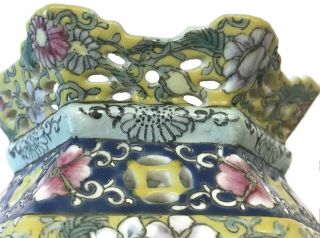 Antique Vintage Chinese Porcelain Enamel Hand Painted Pierced Wedding Lamp Light 5