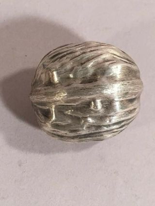 Vintage Sterling Silver 925 Figural Walnut Nut Pill Box Snuff Or Trinket