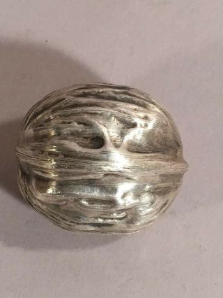 Vintage Sterling Silver 925 Figural Walnut Nut Pill Box Snuff or Trinket 2