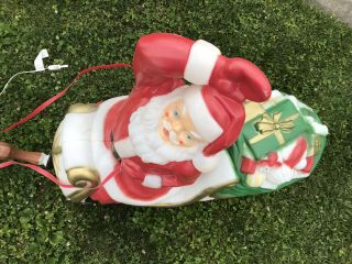 Vintage Santa Sleigh and Reindeer Lighted Blow Mold Christmas Yard Decor 3