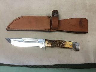 Vintage Case Xx Fixed Blade 547 - 5 Ss Knife Stag Handle With Sheath