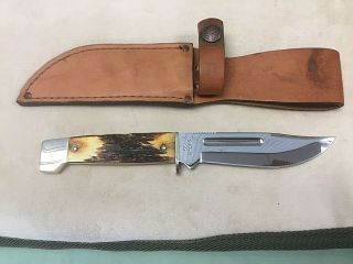 VINTAGE CASE XX FIXED BLADE 547 - 5 SS KNIFE STAG HANDLE WITH SHEATH 3