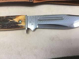 VINTAGE CASE XX FIXED BLADE 547 - 5 SS KNIFE STAG HANDLE WITH SHEATH 4