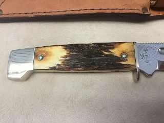 VINTAGE CASE XX FIXED BLADE 547 - 5 SS KNIFE STAG HANDLE WITH SHEATH 5