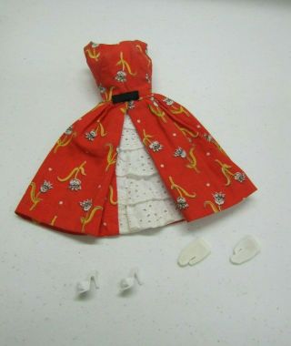 Vintage Barbie Doll 1964 Garden Tea Party Outfit Set 1606 Red Dress