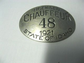 Vintage 1921 State Of Idaho Chauffeur Badge No.  48 Driver License Pin Id