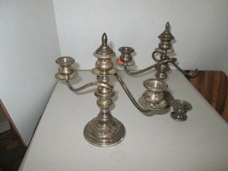 Sterling Silver Candelabra 2 - Vintage,  3 - Candle Holders With Weighted Bases,