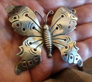 VINTAGE STERLING SILVER ( (940))  HUGE BUTTERFLY BROOCH PIN MADE IN MEXICO ( (M99)) 4