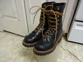 Great Cond Not Much Vintage 80s Red Wing Logger Boots Usa Made Women 7.  5 D