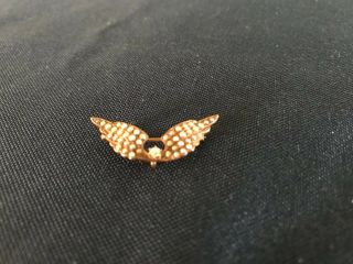 Rare Htf Antique 14k Gold Angel Wings Diamond & Seed Pearl Brooch Or Pendant