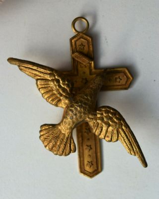 ⭐ antique/vintage crucifix,  religious cross with dove (bird,  peace) ⭐ 4