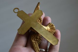 ⭐ antique/vintage crucifix,  religious cross with dove (bird,  peace) ⭐ 5