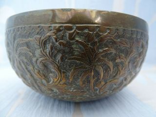 VINTAGE JAPANESE?CHINESE? BRONZE BOWL - MYTHICAL BEASTS & ACANTHUS LEAVES 2