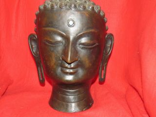 Vintage Hindu Bronze Brass Indian Goddess Shiva Bust Early 1900s On Base