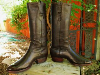 Vintage Lucchese Tall Brown 1950 60s Classic Western Cowboy Boots 12d