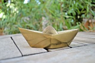 Unique Vintage Greek Sail Boat Solid Brass Paper Weight