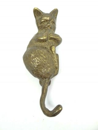 Vintage Metal Brass Animal Cat Kitten Small Door Knocker Handle Part Hardware