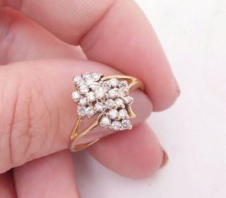 Fine 14ct/14k Gold 54 Point Diamond Cluster Art Deco Design Ring,  585