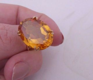 9ct Gold 15ct Orange Sapphire Ring,  Vintage Heavy Very Large 375