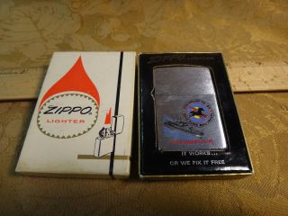 Vintage U.  S.  S.  Gallup Pg - 85 Zippo Slim Lighter W/ Box - S&h Usa