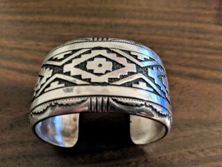 Vintage Navajo Cuff Bracelet Thomas Singer Native American Sterling Silver