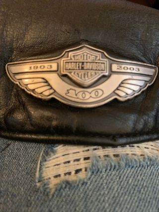 Harley Davidson 100th Anniversary Vintage Leather Ivy Captains Cap 97682 - 03v S