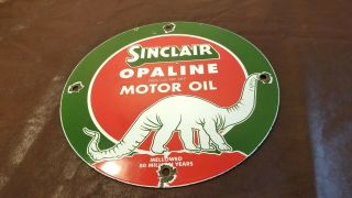 Vintage Sinclair Dino Gasoline Porcelain Opaline Service Station Pump Plate Sign