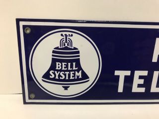 Vintage Porcelain Bell System American Public Telephone Rare Large Letter Sign