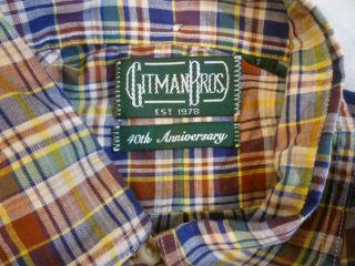 GITMAN BROS VINTAGE 40th Anniversary Plaid SS With Tags $180 S Made In USA 3