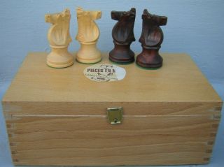 Vintage Large 3 ¾ Inch French Lardy Staunton Chess Set In Wood Box France