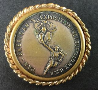 Rare 1.  5 " 1901 Pan - American Exhibition Buffalo Ny Token Coin Medal Pinback Badge