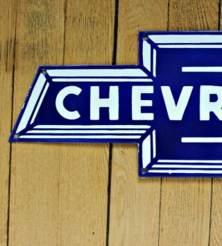 Vintage Chevrolet Bowtie Porcelain Sign Gas Oil Advertising Service Station Pump 2