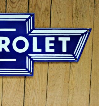 Vintage Chevrolet Bowtie Porcelain Sign Gas Oil Advertising Service Station Pump 3