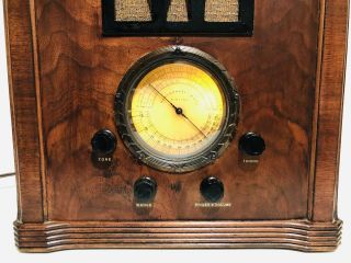 ANTIQUE 1936 AIRLINE 62 - 177 TOMBSTONE MONTGOMERY WARD.  GLASS DIAL VINTAGE RADIO 4
