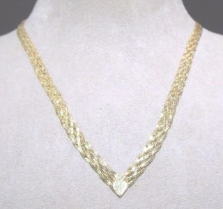Vintage 14k Yellow Gold Braided Necklace W/hearts At Center Lovely