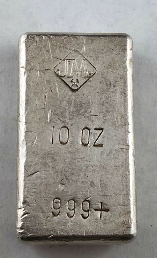 Vintage 10 Oz Jm Johnson Matthey 10 Oz Silver Bar Poured Rare Slanted 9 