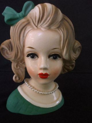 Vintage Napco Napcoware C8499 Ceramic Teen Lady Head Vase 5 - 1/2 " Tall