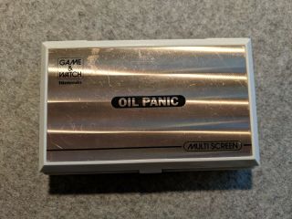 80s Vintage Nintendo Game & Watch Oil Panic Handheld Wide Screen Silver