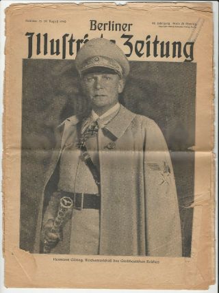 Germany Berliner Newspaper,  1940 World War Ii,  Herman Goring,  Dkz