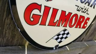 VINTAGE GILMORE GASOLINE PORCELAIN GAS MOTOR OIL SERVICE STATION PUMP PLATE SIGN 8