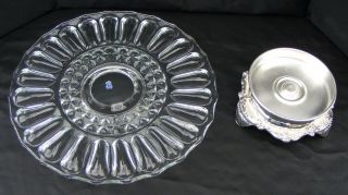 F.  B.  Rogers Silver Co 1883 Crystal 13 " Lazy Susan Rotating Turntable Serving Tray